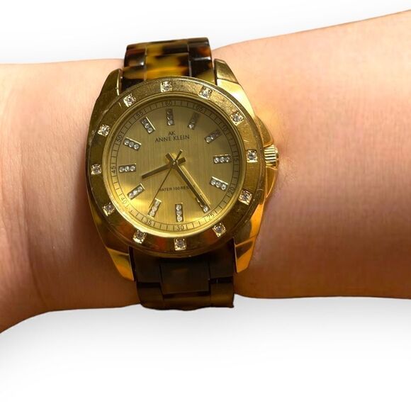 Anne Klein Gold Tone Swarovski Crystal Faux Tortoise Band (10/9178) Watch - Picture 6 of 14